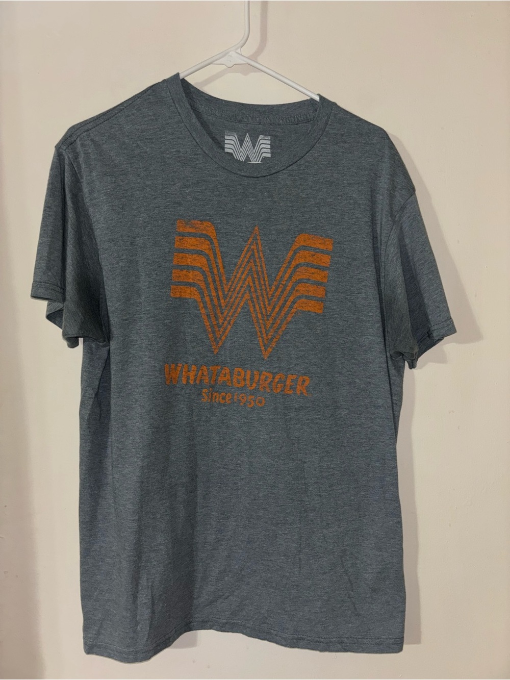 Whataburger Men’s Heather Gray Short Sleeve Logo Tee - Orange Graphic